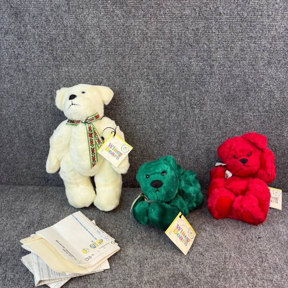 SALLY WINEY BEAR COLLECTION HOLIDAY SET OF 3 FULLY JOINTED PLUSH LTD #120/1000